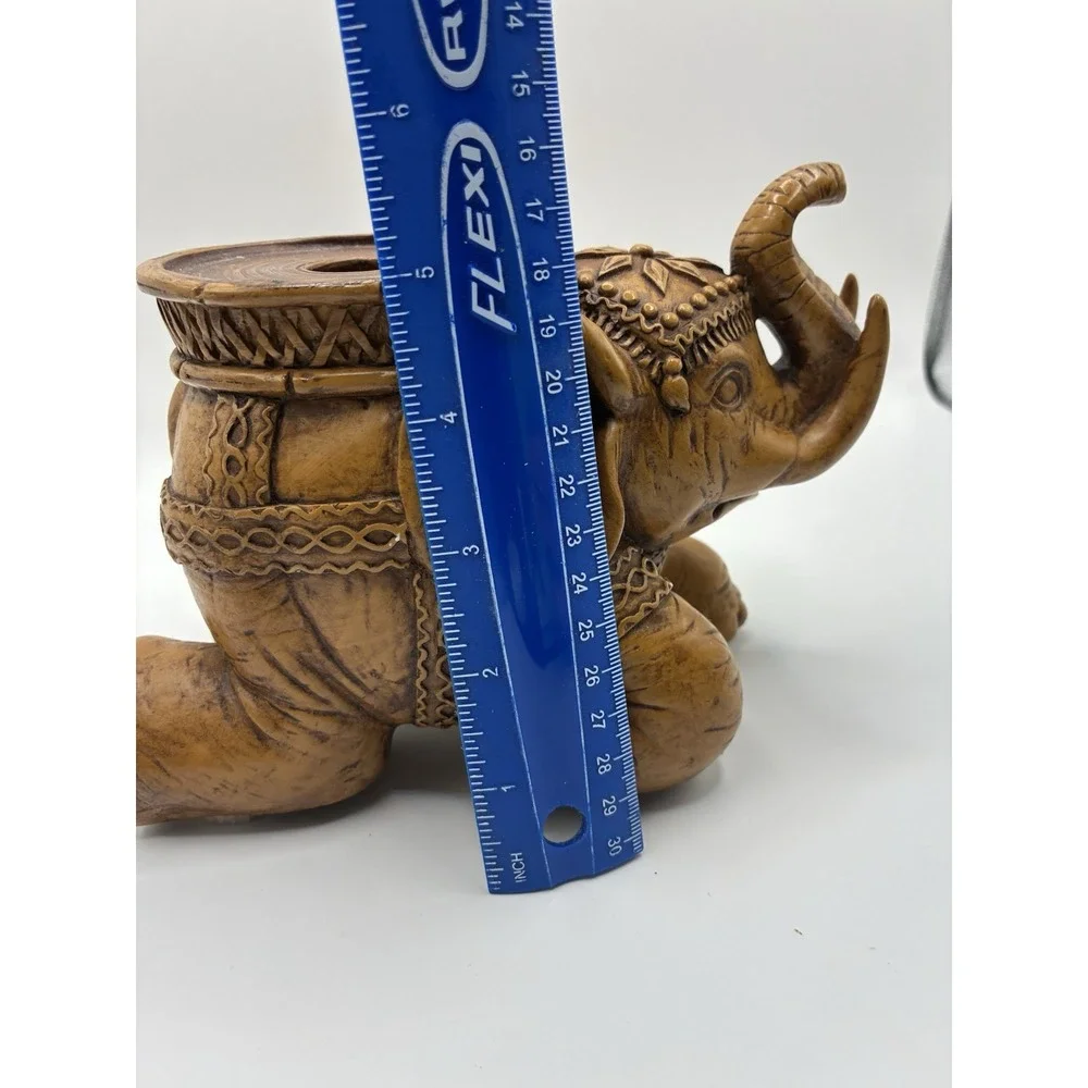 Elephant Pillar Candle Holder Decorative Resin Trunk Up 5